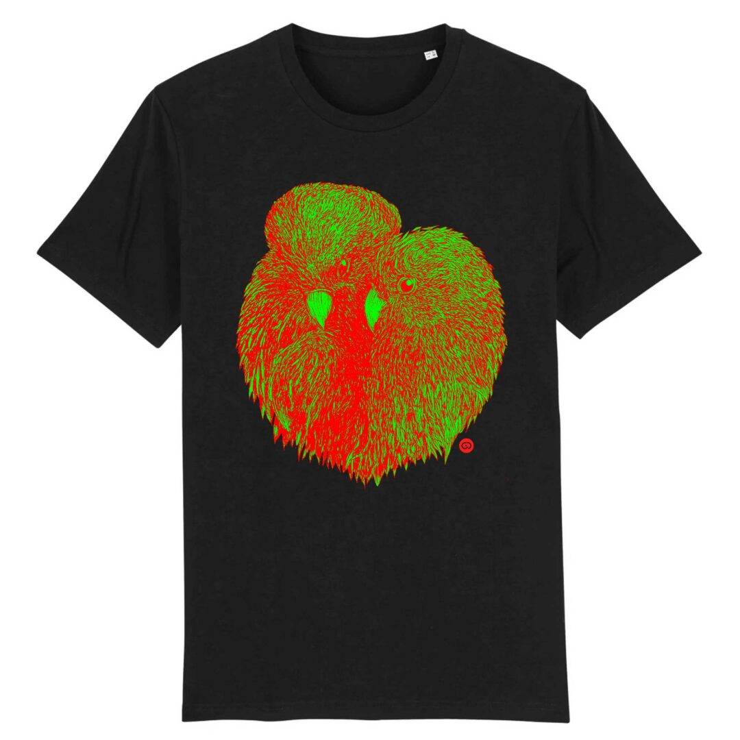 Tee-shirt unisexe Coucourou rouge vert - noir